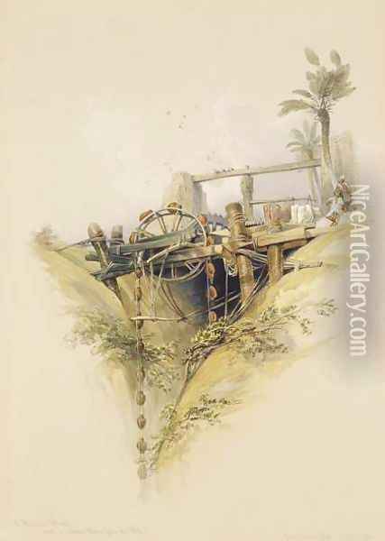 A Persian Water Wheel, used in raising water from the Nile, from Egypt and Nubia, Vol.1 Oil Painting - David Roberts