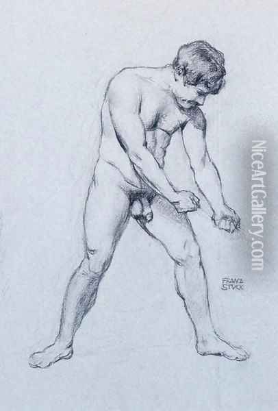 A male Nude Oil Painting - Franz von Stuck