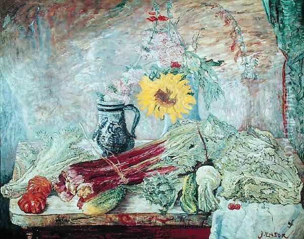 Flowers and Vegetables, 1896 Oil Painting - James Ensor