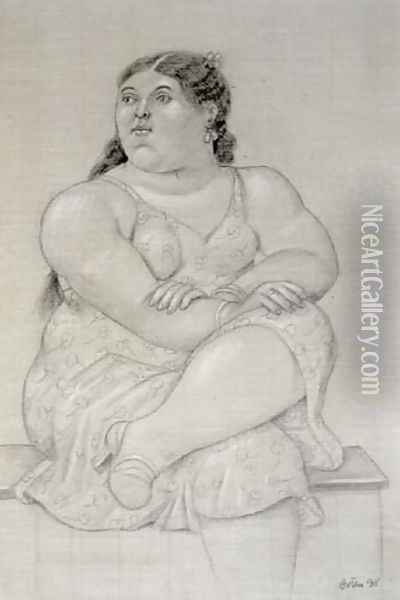 Woman Sitting Mujer Sentada Oil Painting - Fernando Botero