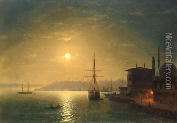 Constantinople By Moonlight Oil Painting - Ivan Konstantinovich Aivazovsky
