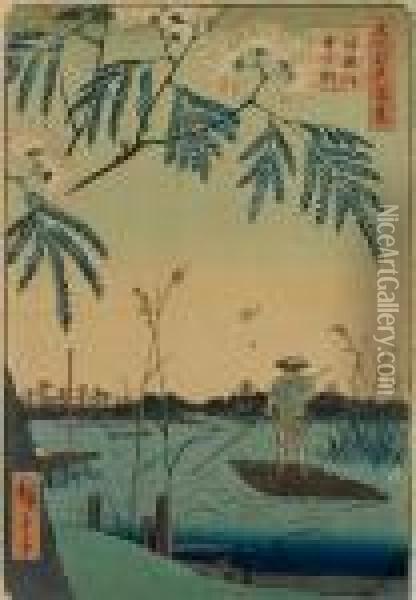Meisho Edo Hyakkei Oil Painting - Utagawa or Ando Hiroshige