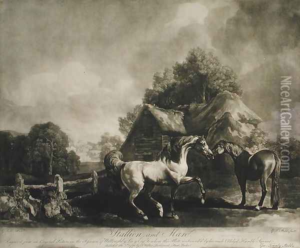 Stallion and Mare, engraved by George Townley Stubbs 1756-1815 1776 Oil Painting - George Townley Stubbs