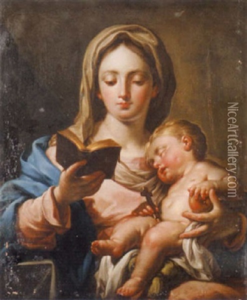 Lesende Madonna Mit Schlafendem Jesuskind Oil Painting - Carlo Maratta