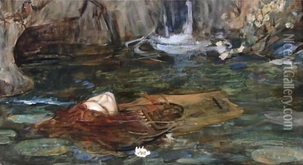 Study For Nymphs Finding The Head Of Orpheus Oil Painting - John William Waterhouse