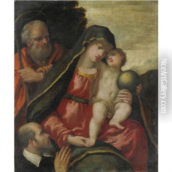 Sacra Famiglia Con Donatore Oil Painting -  Scarsellino