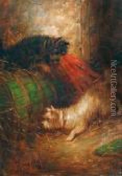 Terriers Ratting
 Oleo Sobre Tabla Oil Painting - George Armfield