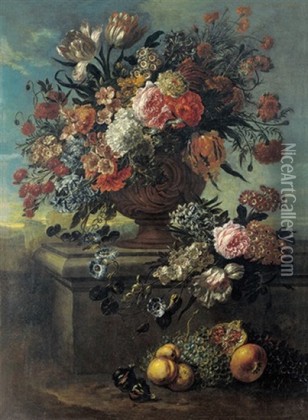 Stilleven Met Bloemen En Fruit Oil Painting - Jan-Baptiste Bosschaert