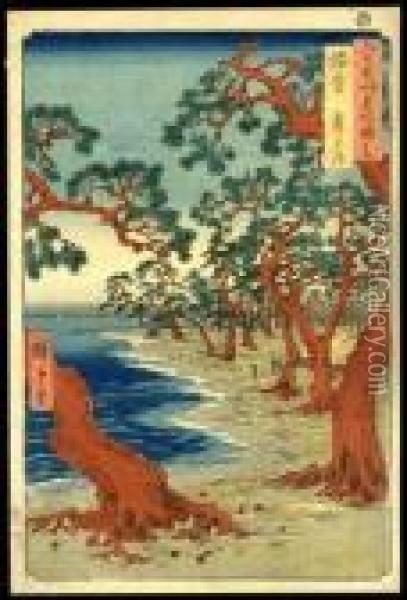 Maiko Beach In Harima Province Oil Painting - Utagawa or Ando Hiroshige