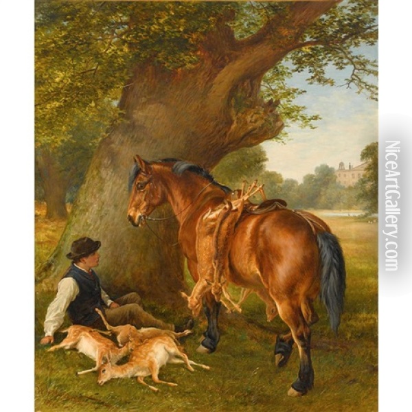 Spoils Of The Hunt Oil Painting - William H. Hopkins