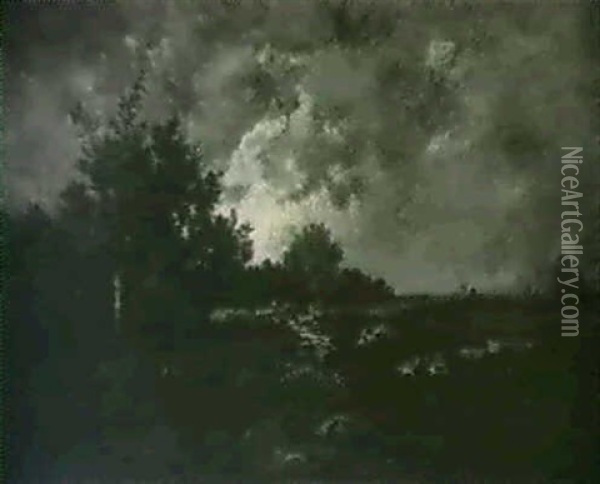 Le Lac Au Crepuscule Oil Painting - Leon Richet