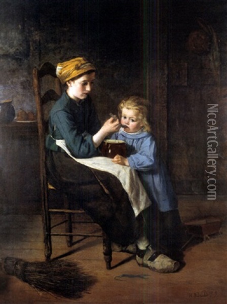 Mutter Mit Kind Oil Painting - Henri Bidauld