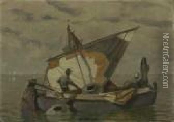 Italienisches Fischerboot Oil Painting - Ludwig Dill