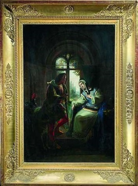 Ritter Toggenburg Im Historischen Interieur Oil Painting - Heinrich Jakob Fried