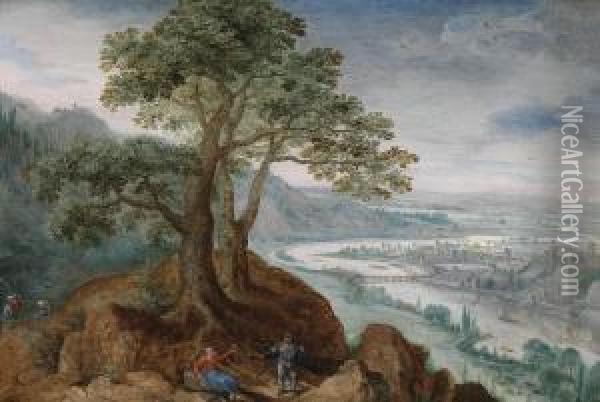 View From The Postlingberg Across The Town Oflinz Oil Painting - Lucas van Valckenborch
