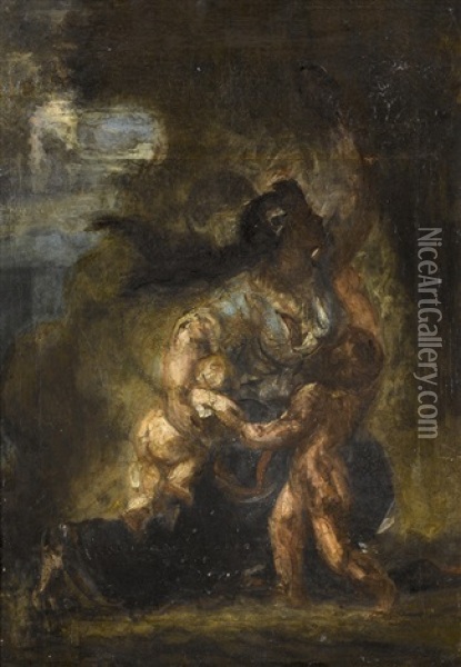 Medea Mit Ihren Kindern Oil Painting - Eugene Delacroix