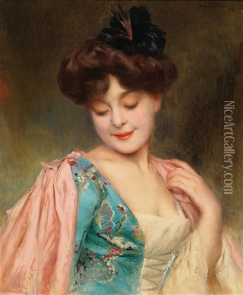 A Coquette Lady Oil Painting - Alexis Vollon