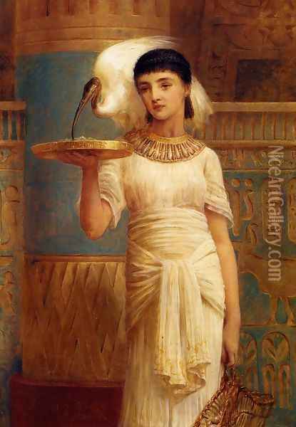 Alethe, Attendent of the Sacred Ibis Oil Painting - Edwin Longsden Long