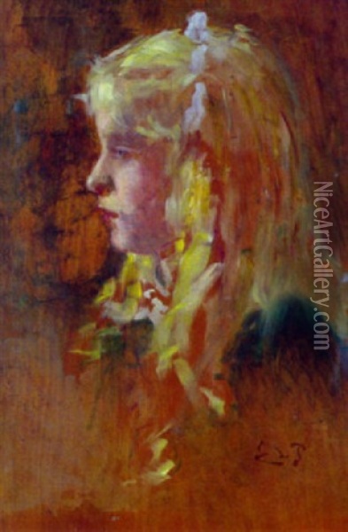 Profilportrat Eines Blondhaarigen Madchens Oil Painting - Edmond Jean de Pury