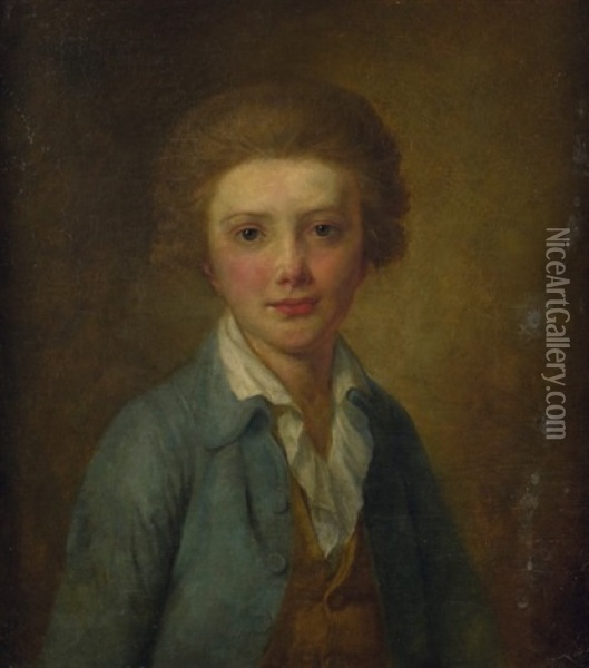Portrait D'un Jeune Homme Oil Painting - Jean-Baptiste Perronneau