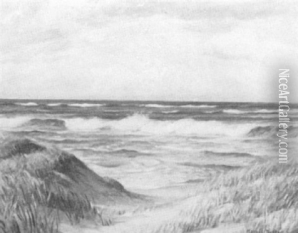 Nauset Beach Near Eastham Coast-guard Oil Painting - Harold C. Dunbar