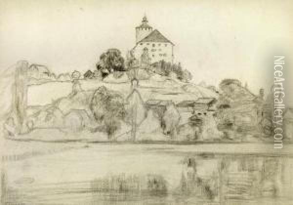Schloss Und Stadtchen Werdenberg Oil Painting - Carl August Liner