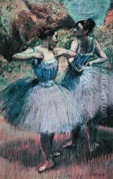 Dancers in Violet Oil Painting - Edgar Degas