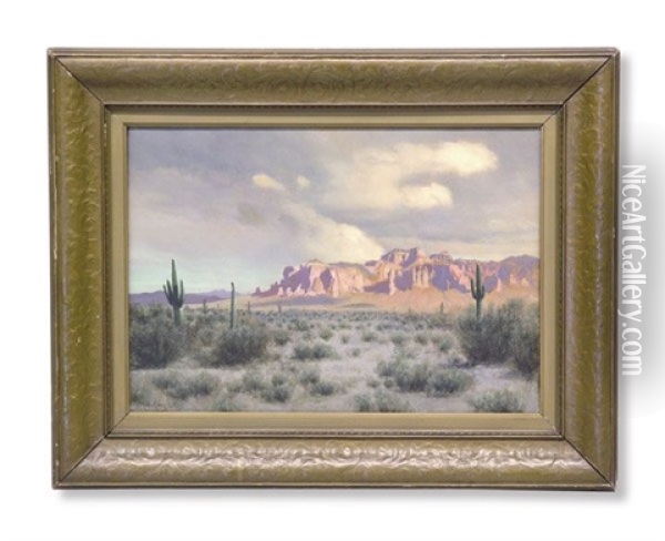 Superstition Mountains, Near Tucson, Arizona Oil Painting - Charles Dorman Robinson