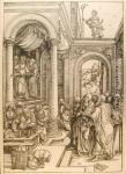 The Presentation Of The Virgin In The Temple Oil Painting - Albrecht Durer