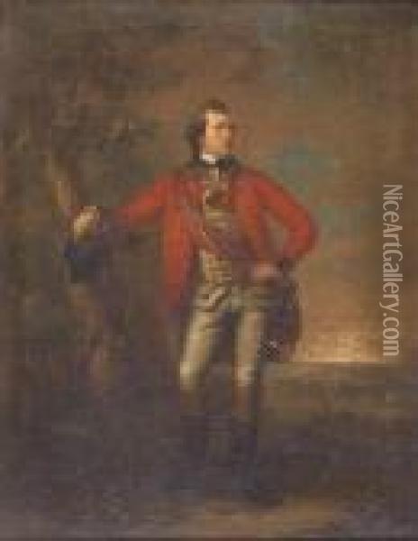 Full Length Portrait Of An Officer Of The East India Company Oil Painting - Tilly Kettle