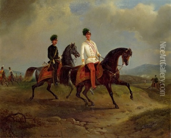 Kaiser Franz Josef Zu Pferd Oil Painting - Rudolph Swoboda the Elder
