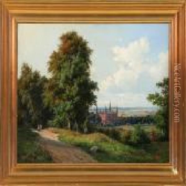 View Of Frederiksborg Palace Oil Painting - Carsten Henrichsen