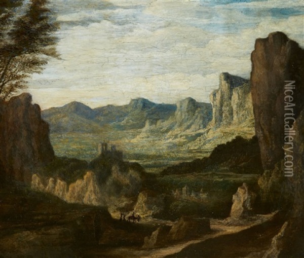 Mountainous Landscape Oil Painting - Johannes Ruyscher