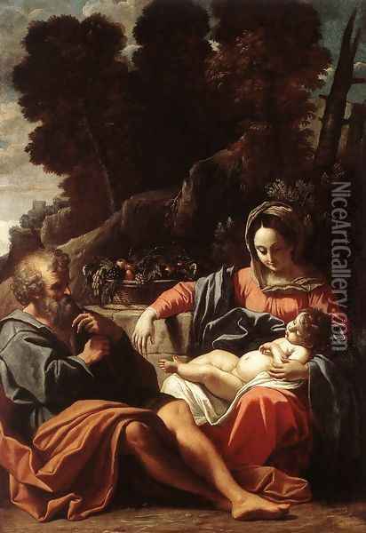 The Holy Family c. 1610 Oil Painting - Sisto Badalocchio