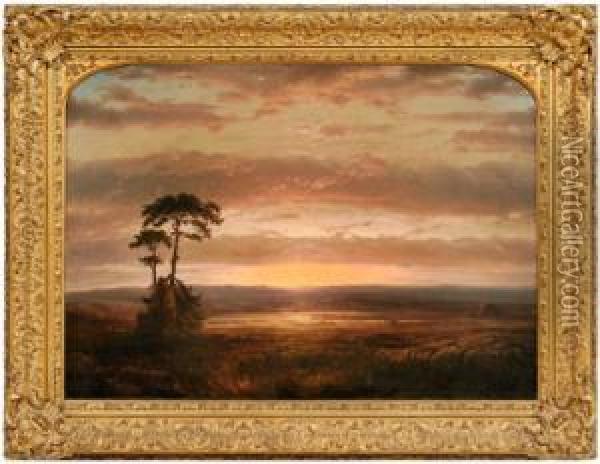 Solitude Or Sunset Oil Painting - Louis Remy Mignot