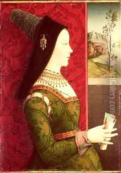 Mary of Burgundy 1457-82 daughter of Charles the Bold Duke of Burgundy 1433-77 wife of Emperor Maximilian I of Austria 1459-1519 and mother of King Philip I of Spain Oil Painting - Ernst Maler