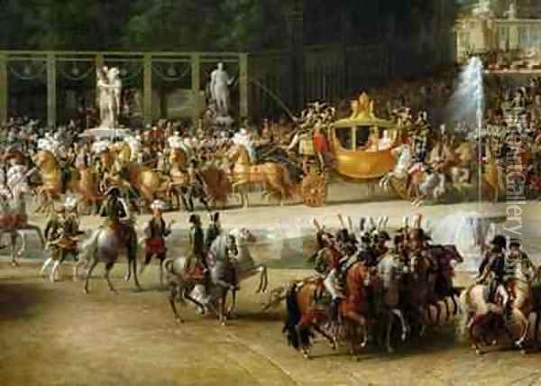 The Entry of Napoleon 1769-1821 and Marie Louise 1791-1847 into the Tuileries Gardens on the Day of their Wedding Oil Painting - Etienne-Barthelemy Garnier