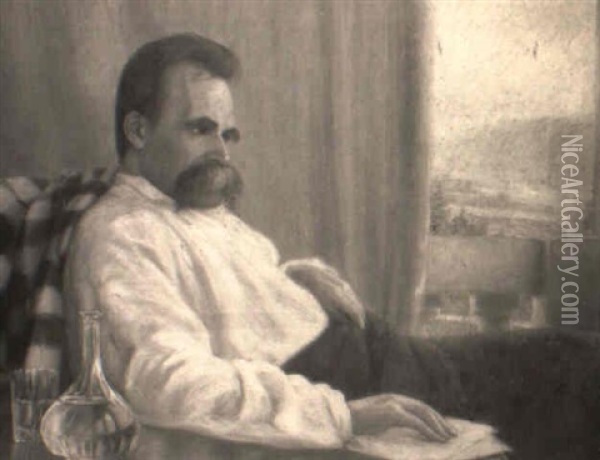 Bildnis Des Kranken Friedrich Nietzsche Oil Painting - Hans (Johann Wilhelm) Olde