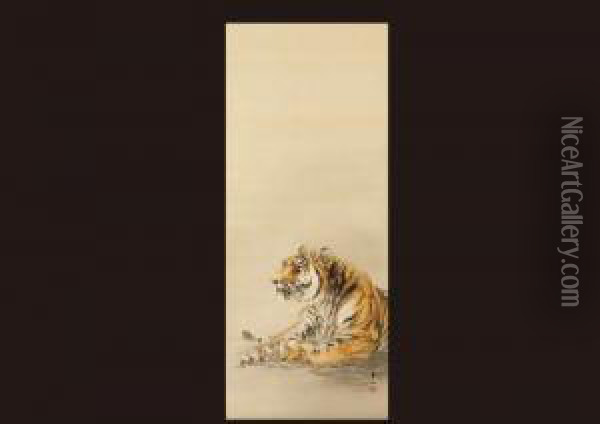Tiger Oil Painting - Ohashi Suiseki