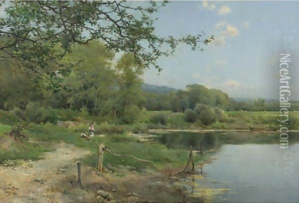 A Picnic On The Riverbank Oil Painting - Emilio Sanchez-Perrier