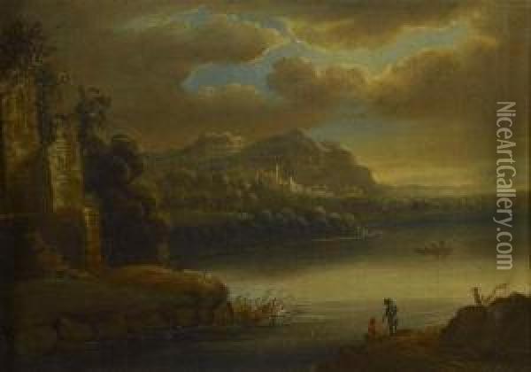 Landschaft Mit See. Oil Painting - Johann Kaspar Von Bemmel