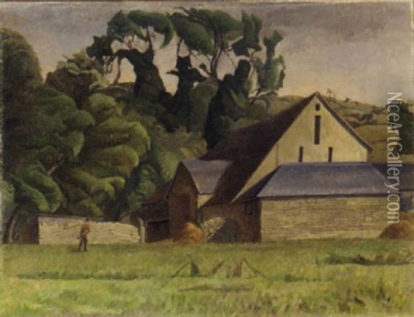 Barn In Sussex Oil Painting - Roger Fry