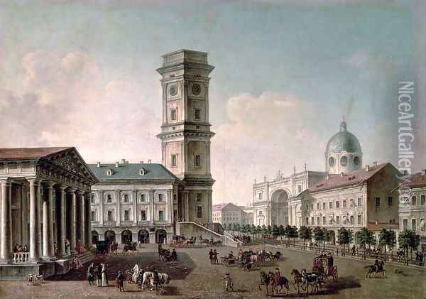 View of Nevsky Prospekt, St. Petersburg, 1810-20 Oil Painting - Timofei Alexeyevich Vasiliev