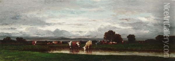 Weite Landschaft Mit Weidenden Kuhen Oil Painting - Leon Victor Dupre
