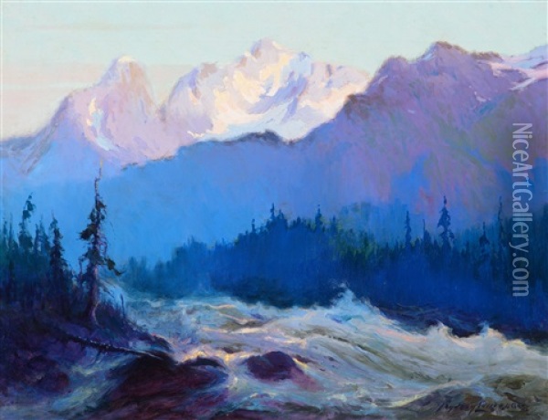 The Rapids Of The Tokositna River Oil Painting - Sydney Mortimer Laurence