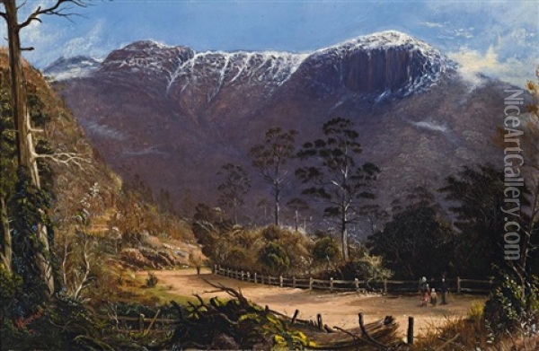 Strickland Avenue, Hobart, With Mount Wellington In The Distance Oil Painting - Haughton Forrest
