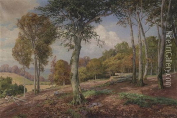 Waldholzung Oil Painting - Heinrich Boehmer