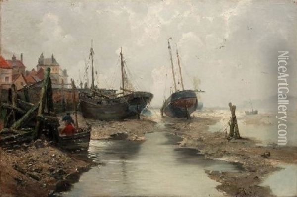 Normannischer Fischerhafen Oil Painting - Jacques Matthias Schenker