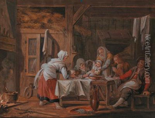 Wirtshausszene Oil Painting - Pieter Bartholomeusz. Barbiers IV