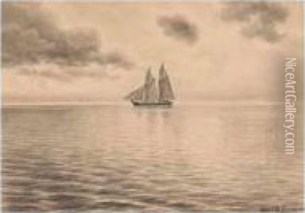 Ship Sailing In Calm Seas Oil Painting - Albert Nikolaivich Benua